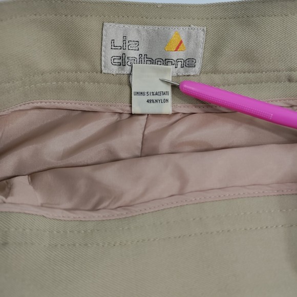 Liz Claiborne Vintage Wool Twill Khaki Button Wrap Skirt EUC Women's Size 12 - Picture 5 of 9